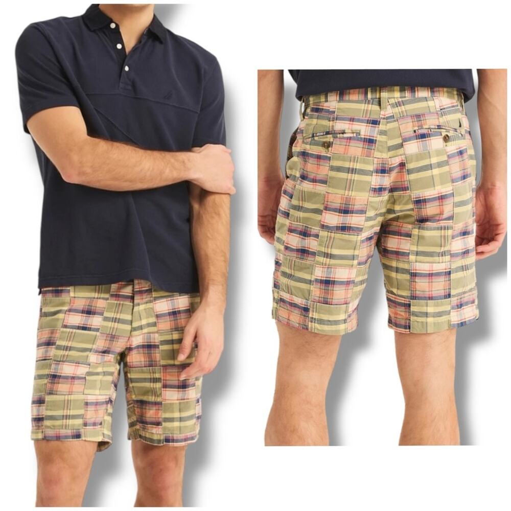 Nautica Sagefields Spring men's plaid patchwork shorts NEW
